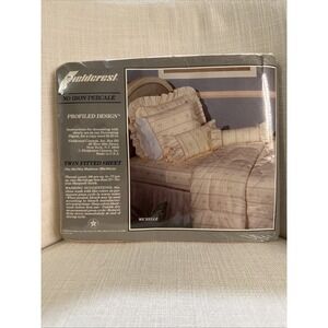VTG Fieldcrest No-iron Percale TWIN Fitted Sheet Peach Michelle Cottage Core NOS